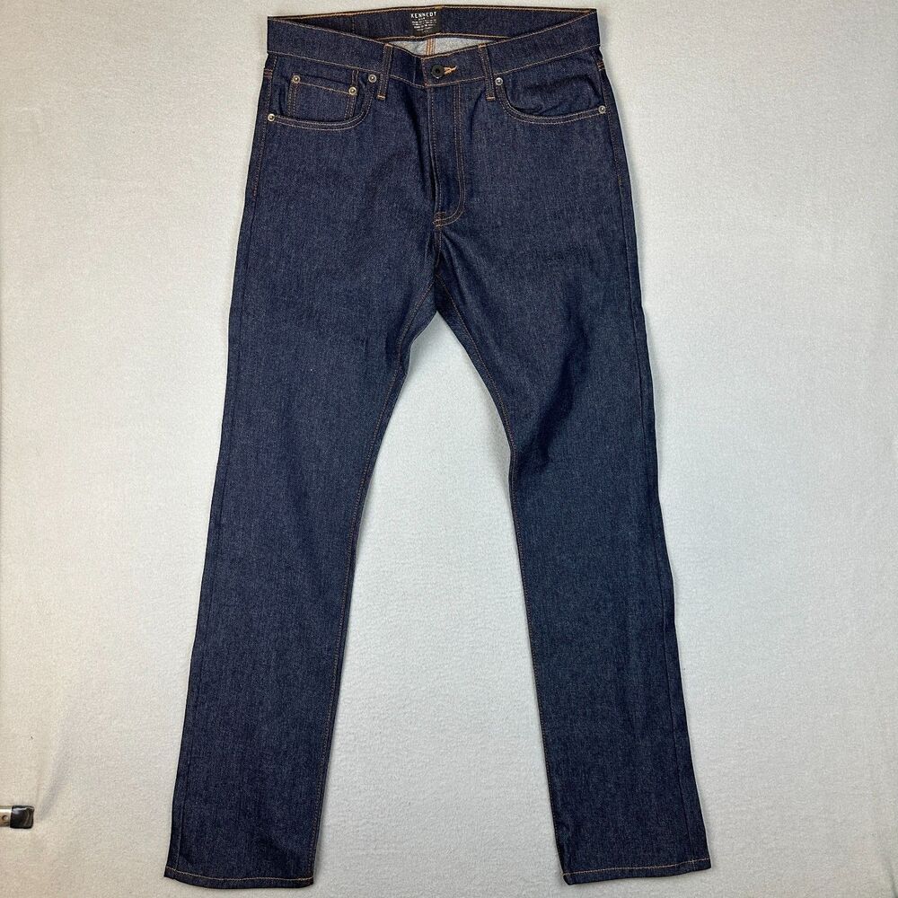The Kennedy Mens Size 32 Denim Co Straight Leg Jeans Blue Dark Wash Stretch USA